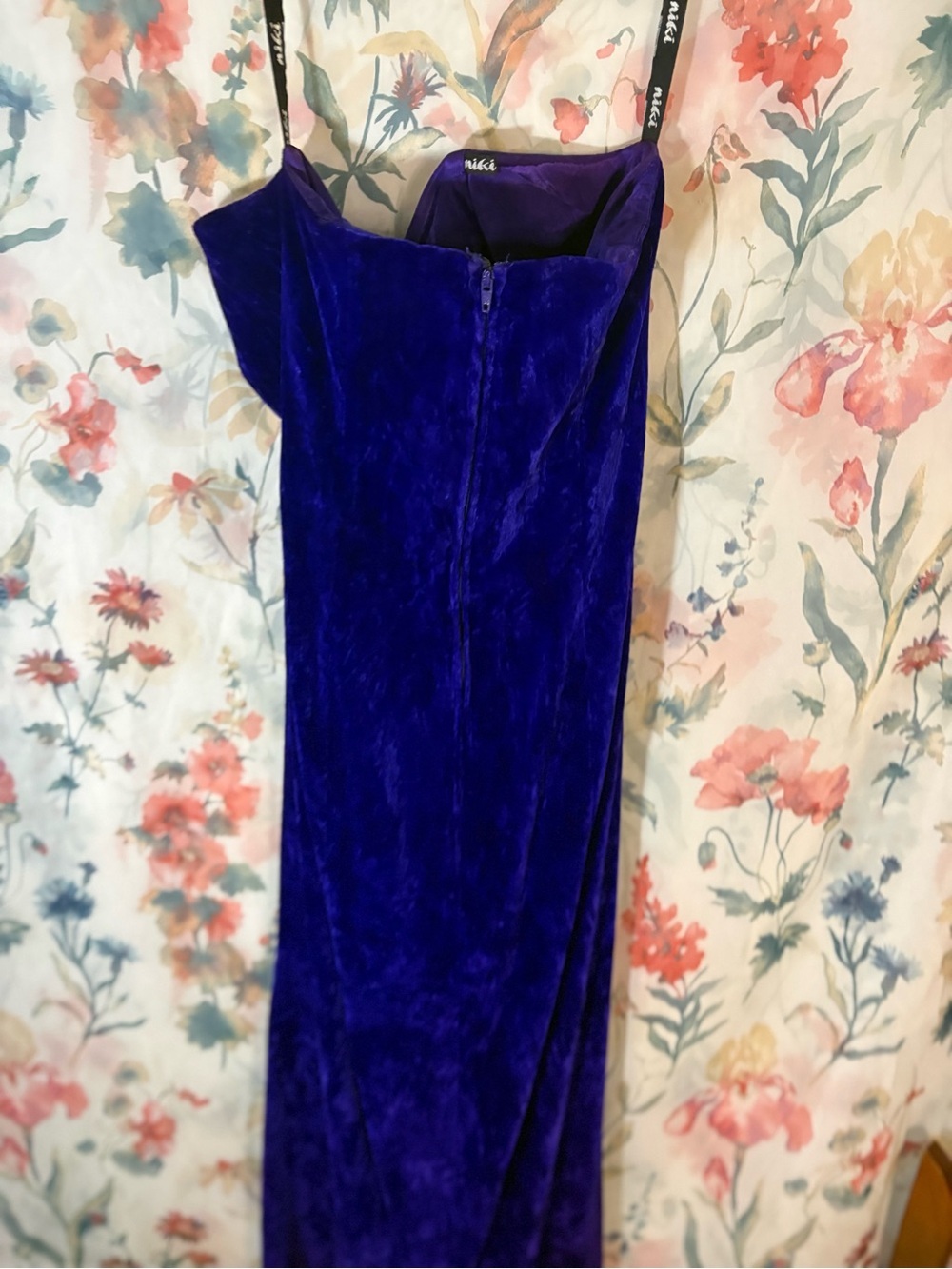 Vintage Elegant Royal Purple Velvet Slip Dress - Picture 9 of 13